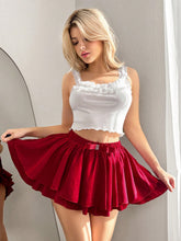 Sweetina Women's Solid Color Bow Accent Casual Mini Skirt